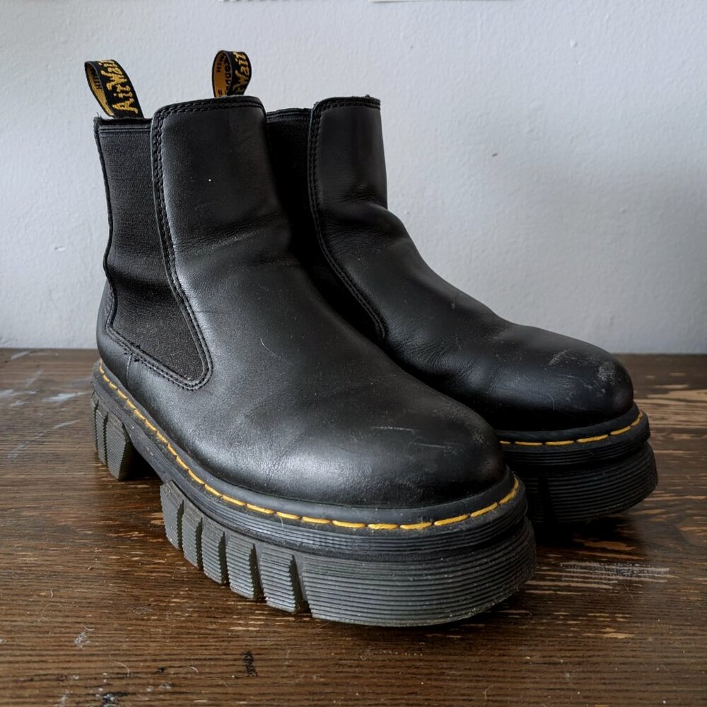 Dr Martens Audrick Nappa Soft Leather Platform Chelsea Boots (Black)